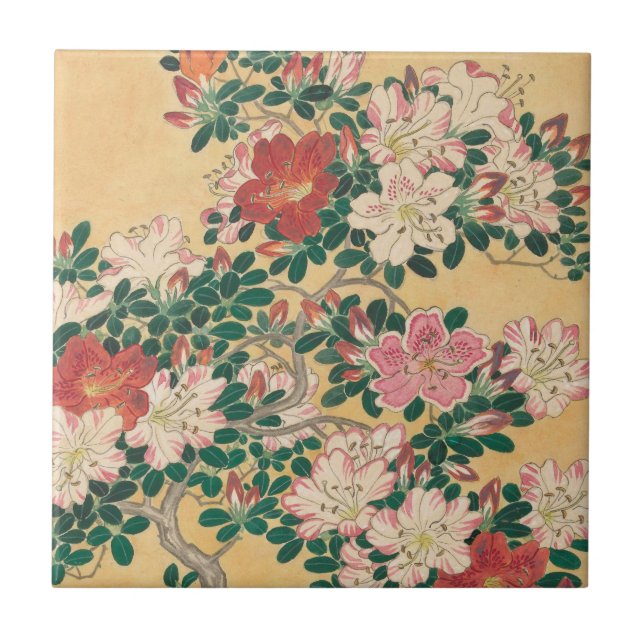 Azulejo Flores de cosecha Azalea pintura japonesa (Frente)