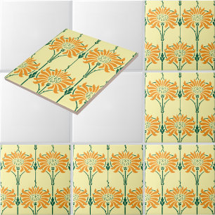 Azulejo Flores de crisantemos Patrón Art Nouveau
