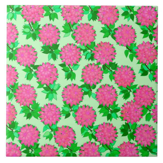Azulejo Flores de Dahlia en rosa fucsia (Frente)
