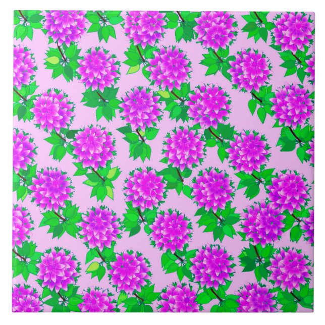 Azulejo Flores de Dahlia en violeta y orquídea (Frente)