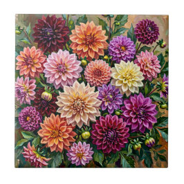 Azulejo Flores de Dalia Coloridas