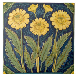 Azulejo Flores de Dandelion Art Deco Nouveau Floral amaril