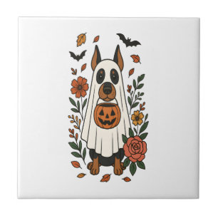 Azulejo Flores de Doberman Pinscher de Halloween