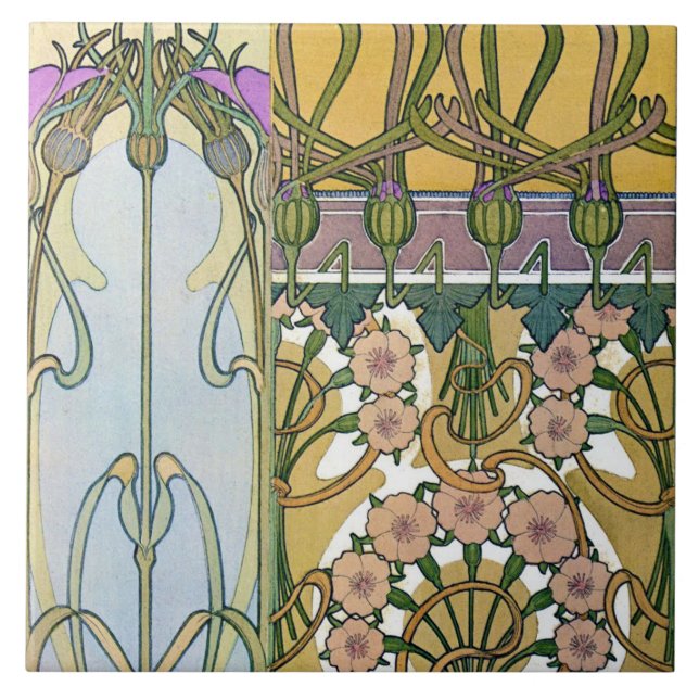 Azulejo Flores de estilo Art Nouveau, Mucha (Frente)