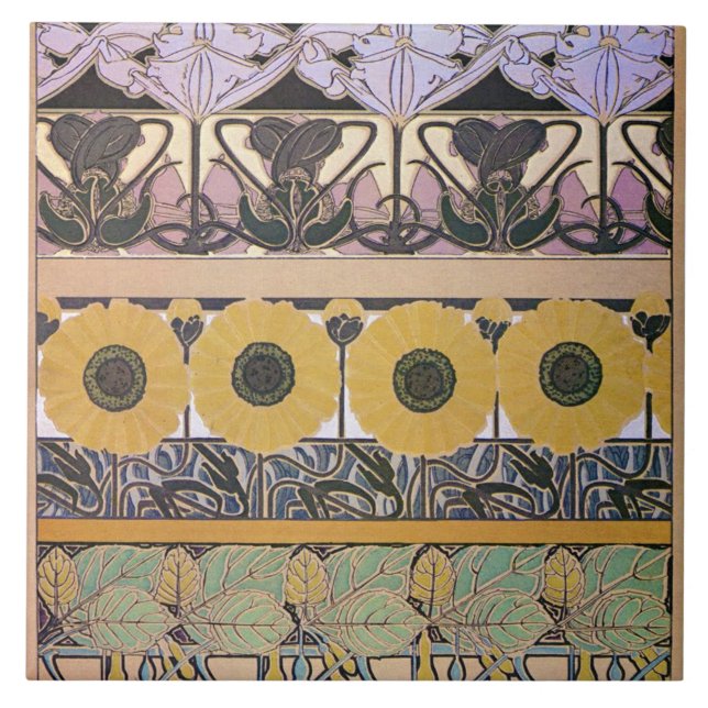 Azulejo Flores de estilo Art Nouveau, Mucha (Frente)