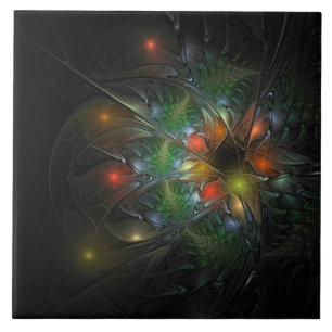 Azulejo Flores de fantasía fractal blandas y tendientes