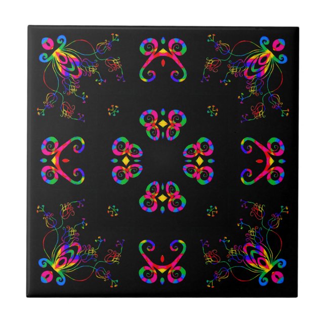Azulejo Flores de Fiesta Bailando (Frente)