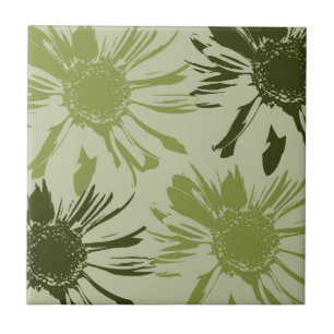Azulejo Flores de Gerbera Lime Green