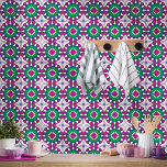 Azulejo Flores de hadas Patrón de mosaico marroquí<br><div class="desc">Un diseño de baldosas marroquíes que conduce a un jardín de hadas encantado,  en el que florecen flores bajo la luz de la luna,  rodeado de vegetación exuberante y un aire de misterio.</div>