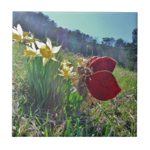 Azulejo Flores de hadas y amarillas