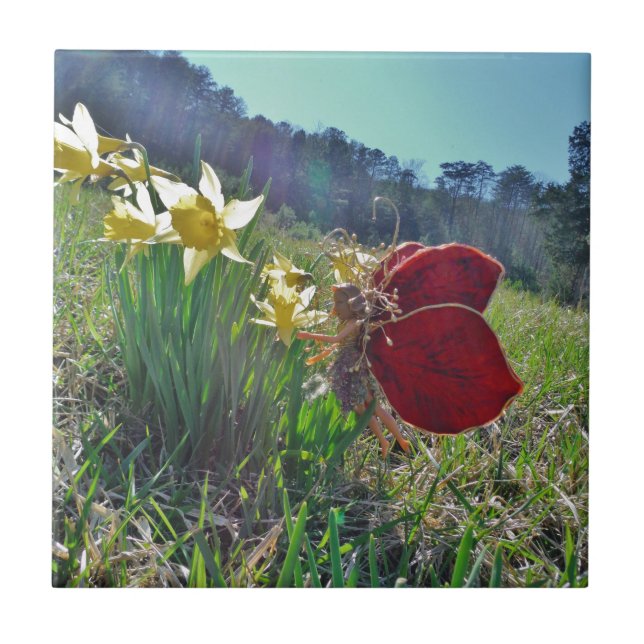 Azulejo Flores de hadas y amarillas (Frente)