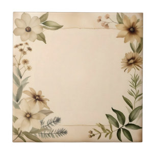 Azulejo Flores de herbario nostálgicas vintage