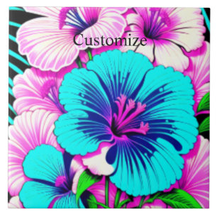 Azulejo Flores de Hibiscus multicolores Thunder_Cove