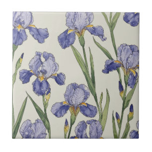 Azulejo Flores de Iris Azul