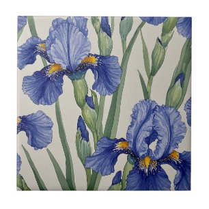 Azulejo Flores de Iris Azul