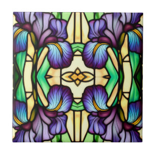 Azulejo Flores de iris morado de cristal de imitación de F
