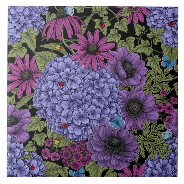 Azulejo Flores de jardín en negrita (Frente)
