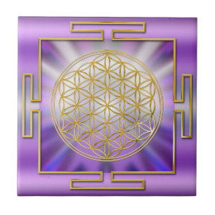 Azulejo FLORES DE LA VIDA - Yantra de oro