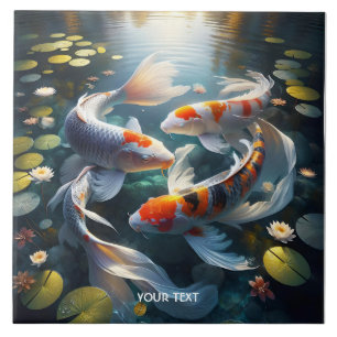 Azulejo Flores de lago Fantasy Cute Fish Lake