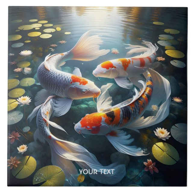 Azulejo Flores de lago Fantasy Cute Fish Lake (Frente)