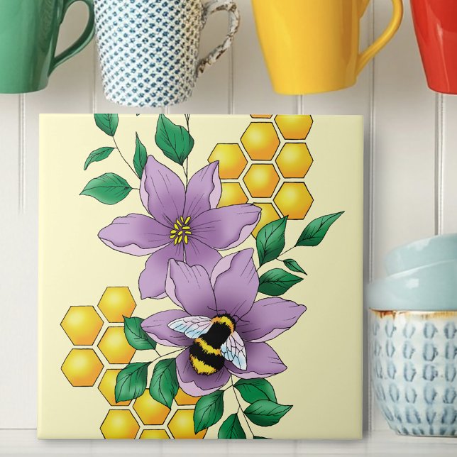 Azulejo Flores de lavanda de abedul amarillo (Subido por el creador)