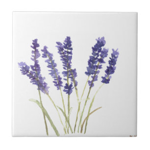 Azulejo Flores de lavanda hierbas color púrpura rústico