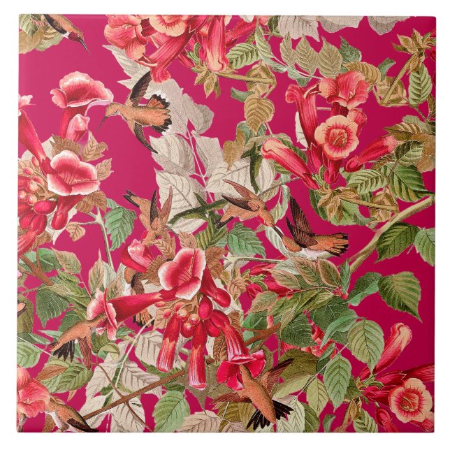 Azulejo Flores de los animales de la fauna de Audubon de (Frente)