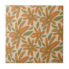 Azulejo Flores de luz floral retro energía floreciente