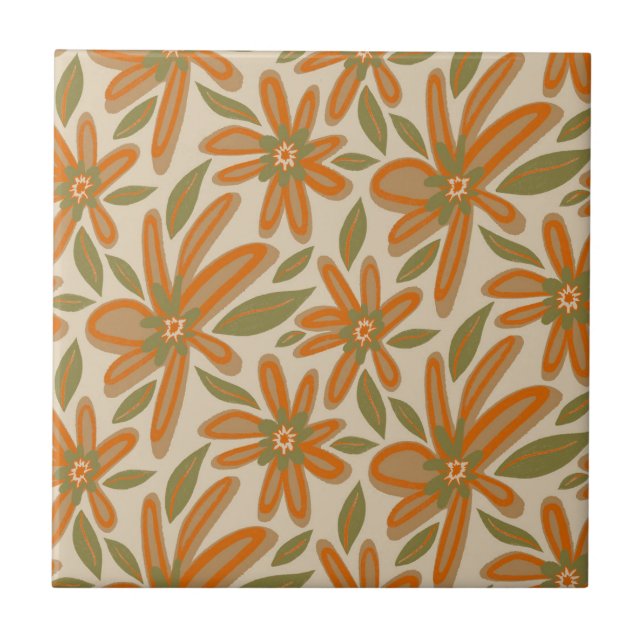 Azulejo Flores de luz floral retro energía floreciente (Frente)