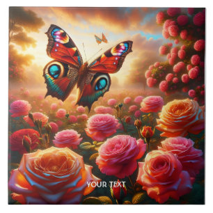 Azulejo Flores de mariposa de Rosas de la flor de la cuta 