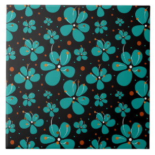 Azulejo Flores de mariposa turquesa
