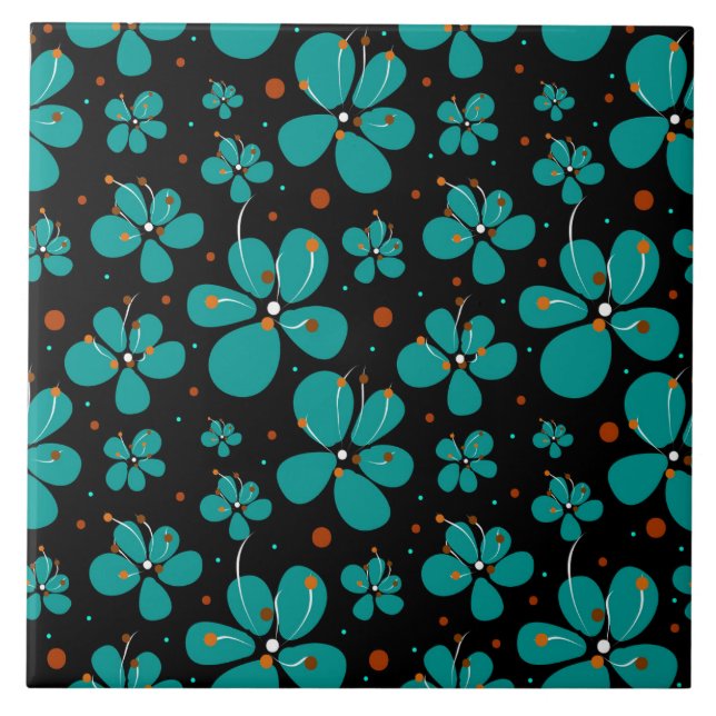 Azulejo Flores de mariposa turquesa (Frente)