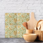 Azulejo Flores de miel William Morris<br><div class="desc">Baldosas cerámicas decorativas con un diseño de William Morris (1834-1896) llamado Honeysuckle (1885). Vinos revueltos con flores naranjas y hojas verdes sabrosas.</div>