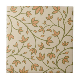 Azulejo Flores de ondas botánicas delgadas