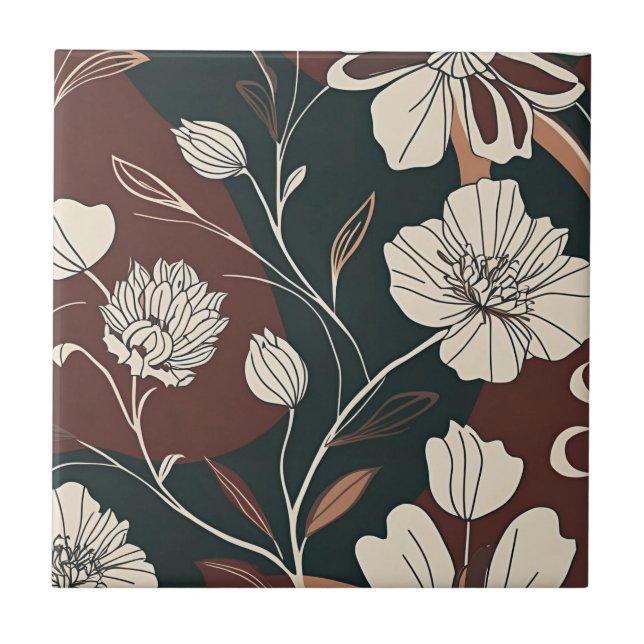 Azulejo Flores de Otoño Noir  (Frente)