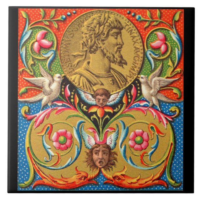 Azulejo Flores de pájaros César del siglo XV, etc (Frente)