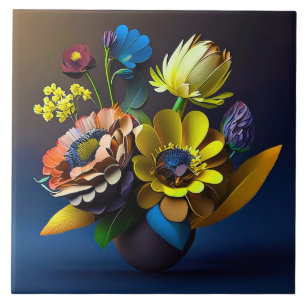 Azulejo flores de papel 3d