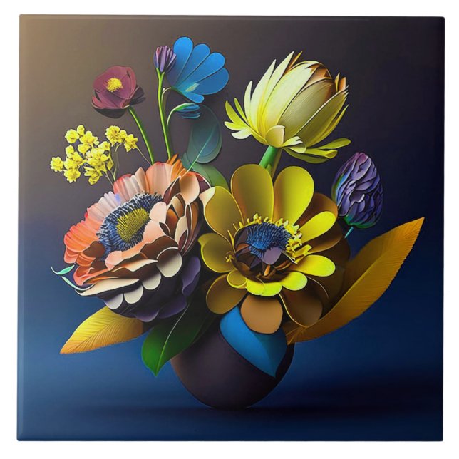 Azulejo flores de papel 3d (Frente)