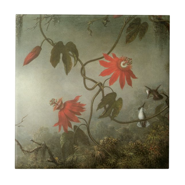 Azulejo Flores de pasión y colibríes de Martin J Heade (Frente)