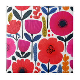 Azulejo Flores de Primavera Coloridas Boho