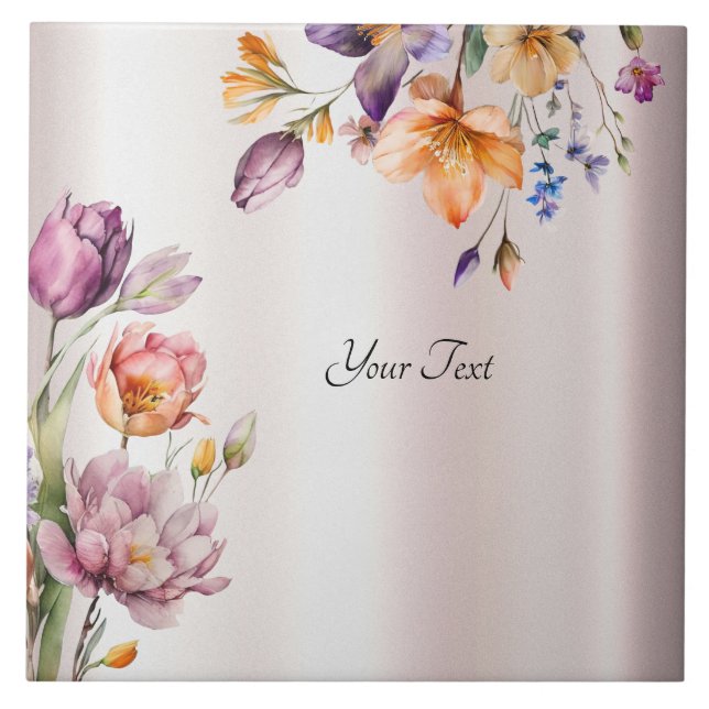 Azulejo Flores de primavera coloridas mosaico cerámico (Frente)