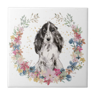 Azulejo Flores de primavera de Cocker Spaniel Wreath