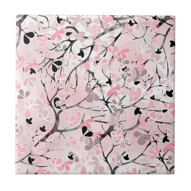 Azulejo Flores de primavera floridas sin soldadura hojas r (Frente)