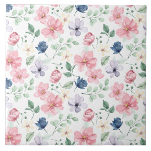 Azulejo Flores de primavera y patrón de hojas