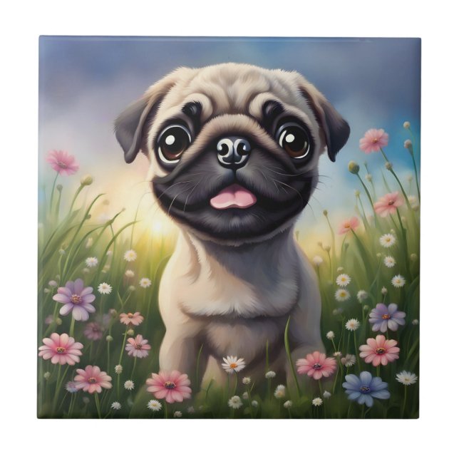 Azulejo Flores de Pug (Frente)