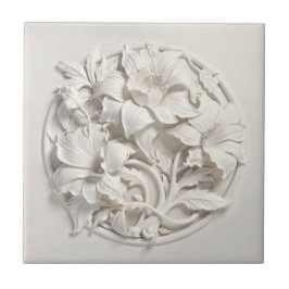 Azulejo Flores de relieve falsas blancas elegantes