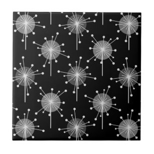 Azulejo Flores de Starburst Sputnik Gris negro
