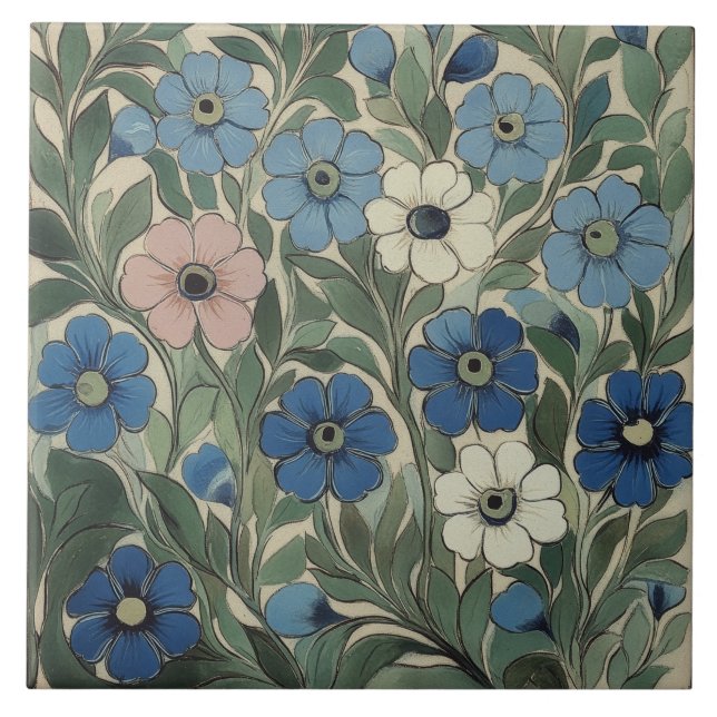 Azulejo Flores de William De Morgan (Frente)