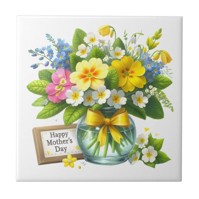 Azulejo Flores del Día de la Madre (Frente)