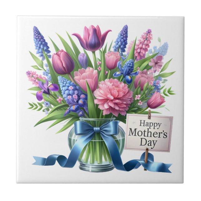 Azulejo Flores del Día de la Madre (Frente)